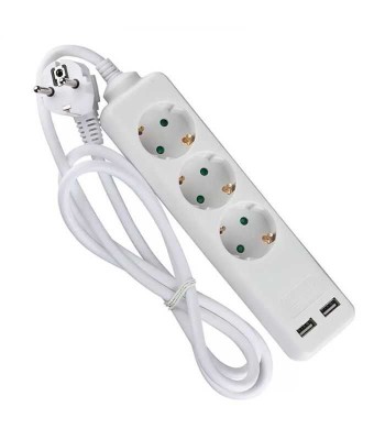 Prelungitor 3 prize + 2x USB 1.5m 3G1.5mm2 alb V-TAC SKU-8774 foto