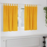 Draperii opace cu agățătoare, 2 buc., galben muștar, catifea