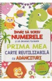 Invat sa scriu numerele si sa desenez formele. Prima mea carte reutilizabila cu adancituri + pix magic si rezerve