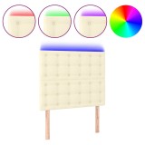 Cumpara ieftin Tablie de pat cu LED, crem, 100x5x118/128 cm, piele ecologica