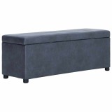 Cumpara ieftin Bancheta cu depozitare, gri, 116 cm, piele intoarsa ecologica