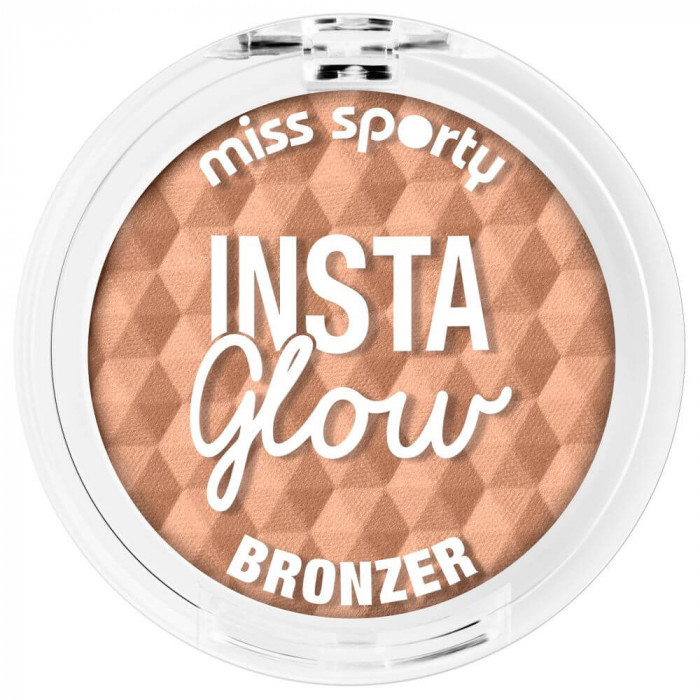 Fard Obraz Miss Sporty Insta Glow Bronzer 001, 6.5 g, Fard de Obraz Insta Glow Bronzer, Fard de Obraz Bronz, Pudra de Obraz, Fard pentru Obraji Bronza