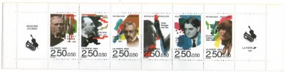 Franta 1992 - compozitori, serie neuzata in carnet filatelic foto