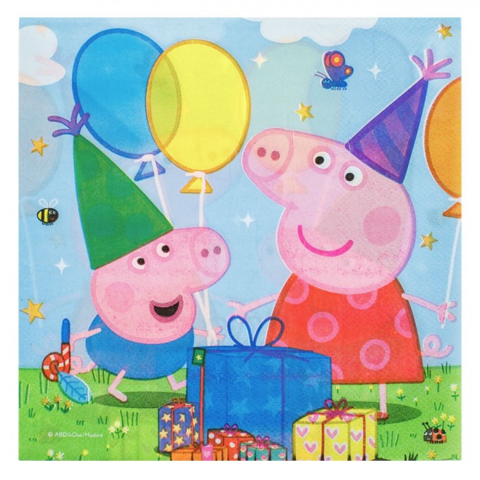 Set șervețele Party Peppa Pig, 33x33cm, 2 Straturi, 12 Bucăți, Multicolor