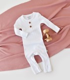 Salopeta BabyCosy Maneca Lunga Bumbac Organic/Modal Alb 12-18 Luni Unisex Bebe