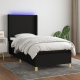 Cumpara ieftin Pat cu arcuri, saltea și LED, negru, 90x200 cm, textil