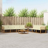 vidaXL Set de canapele de exterior cu pernă 8 pcs Natural și Crem 3369261