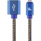 CABLU alimentare si date GEMBIRD, pt. smartphone, USB 2.0(T) la Lightning(T), 2m, premium,conectori auriti,impletire din bumbac,negru, conetori albast
