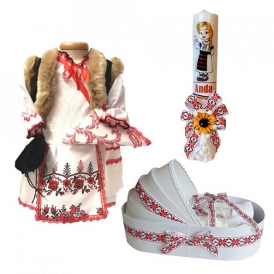 Set costum rochita populara, trusou si lumanare personalizata, decor foto