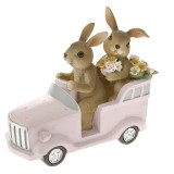 Cumpara ieftin Figurina din rasina Rabbits in car 14 cm x 12 cm
