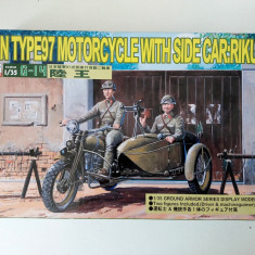Set macheta motocicleta militara IJN TYPE97 Motorcycle with sude car: RIKUO 1/35
