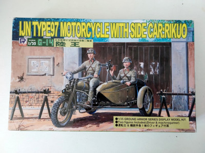 Set macheta motocicleta militara IJN TYPE97 Motorcycle with sude car: RIKUO 1/35 foto