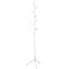 VASAGLE Cuier pentru haine, din lemn masiv, tip pom, cu 8 carlige, 175cm, alb Household NewTrend