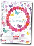 Caiet Herlitz, A4 100 file cu spirala dictando, motiv Enjoy Life