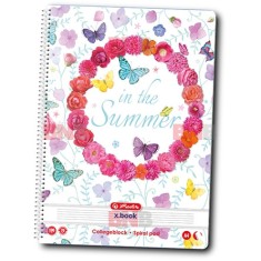 Caiet Herlitz, A4 100 file cu spirala dictando, motiv Enjoy Life