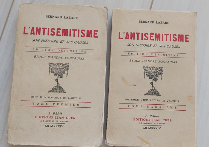 L&#039;antisemitisme Bernard Lazare 1894 2 volume