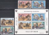 Isle of Man 1974 - Centenarul nașterii lui Sir Winston Churchill, Serie + Bloc, MNH