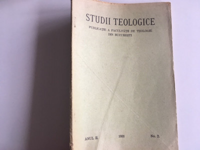 STUDII TEOLOGICE NO.2/1931 DE PR. GR. CRISTESCU, T. POPESCU, I. POPESCU MALAESTI foto