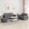 VidaXL Set de canapele cu perne, 3 piese, gri, piele ecologică
