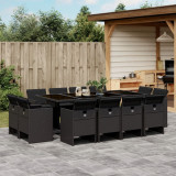 Gossi set mobilier de gradina cu perne, 13 piese, negru, poliratan