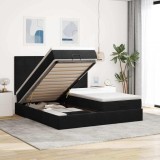 Cumpara ieftin Cadru de pat otoman cu saltele, catifea neagră 200x200cm