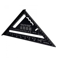 Echer multifunctional cu talpa, 90 grade, Aluminiu, Negru, 188x188x265 mm