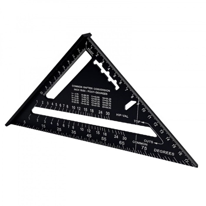 Echer multifunctional cu talpa, 90 grade, Aluminiu, Negru, 188x188x265 mm