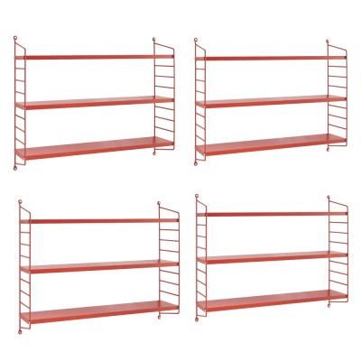 Set 4 buc raft perete Str&amp;auml;ngn&amp;auml;s 50x60x15cm otel rosu [en.casa] HausGarden Leisure foto