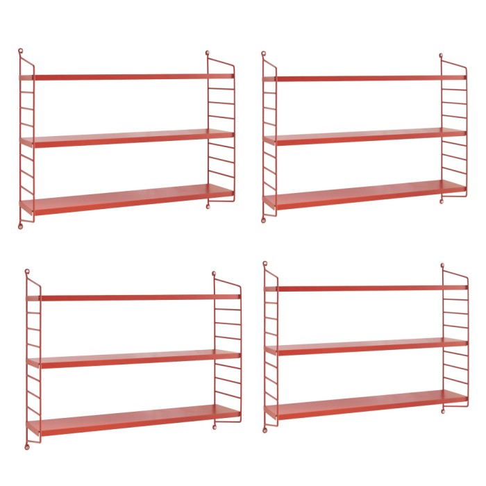 Set 4 buc raft perete Str&auml;ngn&auml;s 50x60x15cm otel rosu [en.casa] HausGarden Leisure