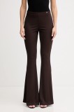 Gaudi pantaloni culoarea maro, evazați, high waist, 521FD24005