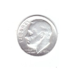 Moneda SUA 1 dime 1956 D 10 centi, stare foarte buna, curata
