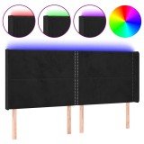 Cumpara ieftin Tablie de pat cu LED, negru, 203x16x118/128 cm, catifea