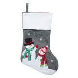 Cizmuliță Decorativă Crăciun Model Om de Zăpadă Poliester Gri Alb 25x40 cm, Oem