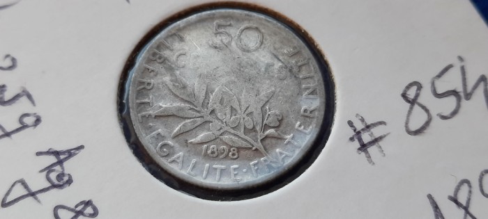 FRANTA 50 CENTIMES 1898 argint