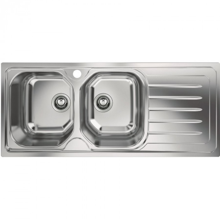 Chiuveta OLX 621, inox satinat, 2 cuve, picurator dreapta, 1160x500 mm