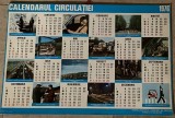 1976 Planșă cartonată mare, 47 x 32 cm, Calendarul Circulației, comunism, epoca aur, educaț rutieră / Insp General al Miliției &ndash; Direcția Circulației.