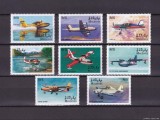 Serie Completă 8 Timbre Maldive - Aviație, Avioane și Hidroavioane (Cessna, Twin Otter, Canadair) - MNH -GB