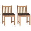 Set 2 Scaune Gradina Lemn Tec Masiv, Perne Gri Taupe, 50x53x90 cm, Exterior, Gossi