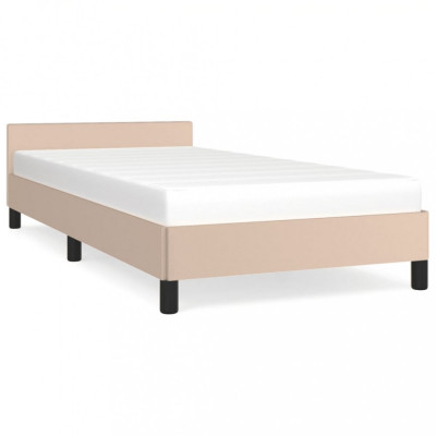 Cadru de pat cu tăblie, cappuccino, 100x200 cm, piele ecologică foto