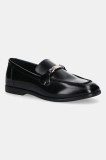 Gant mocasini de piele Gimble culoarea negru, cu toc plat, 31571125