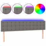 Cumpara ieftin Tablie de pat cu LED, gri inchis, 180x5x78/88 cm, textil