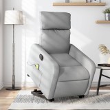 Fotoliu electric masaj rabatabil cu ridicare, gri &icirc;nchis textil