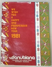 CALENDAR DE PERETE , RECLAMA FIRMEI &amp;#039; DANUBIANA &amp;#039; DIN BUCURESTI , CU REPRODUCERI DE ARTA , 1981 , TEXT IN LIMBA ENGLEZA foto