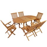 Cumpara ieftin Set mobilier de exterior, 7 piese, lemn masiv de tec
