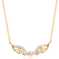 Colier realizat din aur galben de 14K - aripi de inger decorate cu zirconii transparente foto