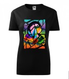 Tricou Personalizat cu Pasare Exotica si Design Geometric , Culori Vibrante pentru Un Look Unic