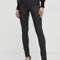 Morgan pantaloni femei, culoarea negru, mulata, medium waist