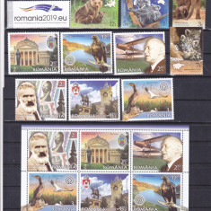 Romania 2019, AN COMPLET!!!, LP 2255-2266 a, 132 timbre + 28 blocuri, MNH!