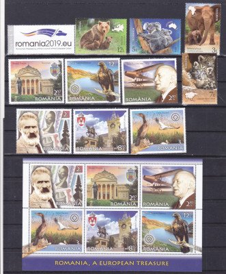 Romania 2019, AN COMPLET!!!, LP 2255-2266 a, 132 timbre + 28 blocuri, MNH! foto