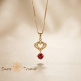 Cumpara ieftin Colier Inima Regala , Colier placat cu aur 14K cu cristal rosu